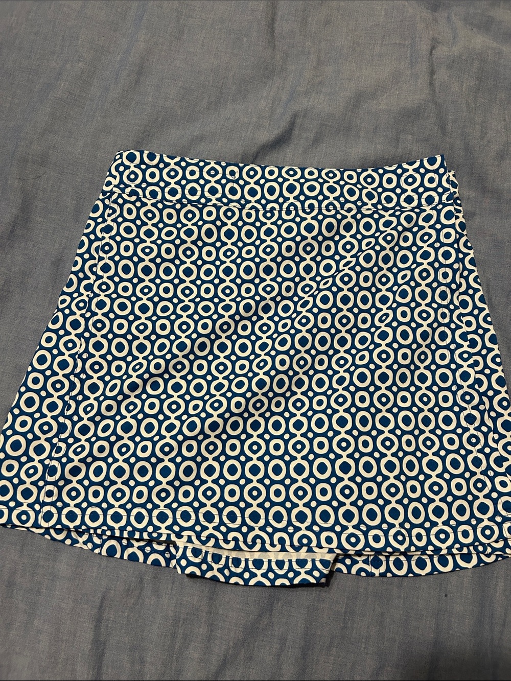 Navy and White Geometric Mini Skirt